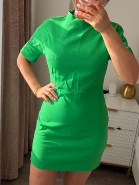 Zara Bright Green Short Sleeve Mini Dress